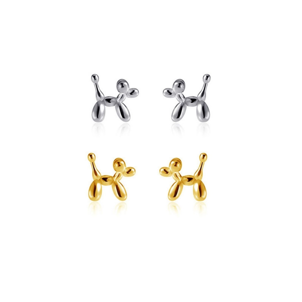 NEW White Gold Plated Balloon Dog Stud Earrings - Picture 10 of 15